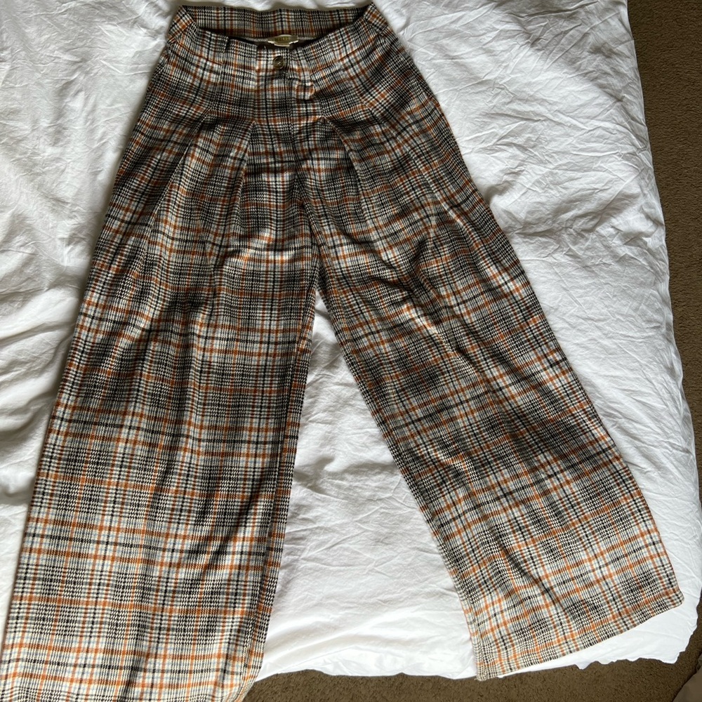 Maeve by Anthropologie Plaid Wide Leg Pants
